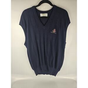 Mens XXL Flint Hills National Golf Sweater Vest Navy Clark & Gregory 100% Cotton